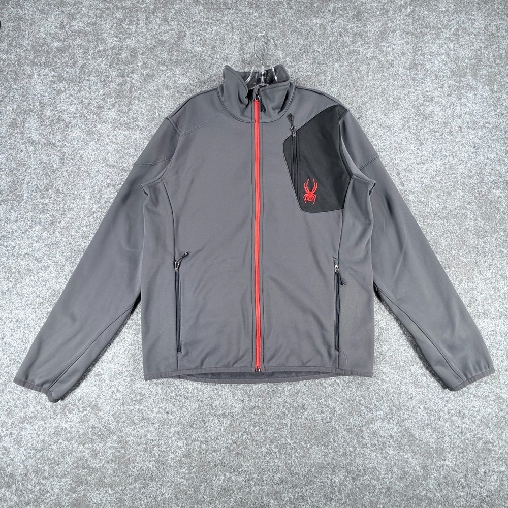 Spyder Bandit Full-Zip Stryke Jacket Mens M Gray Softshell Fleece Lined Athletic
